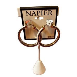 Napier Striking Black, White & Gold Huggie Hoops